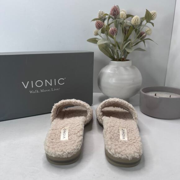 Vionic Demi Faux Natural Shearling Slip On Sandals H7706F1250 Women's US 5M NWB - Picture 4 of 9